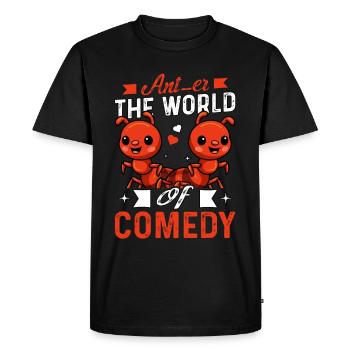 Dans le monde de la comédie - T-shirt Premium bio Homme - noir - Devant - Nico (187cm)