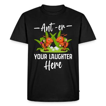 Ant-euh votre rire ici - T-shirt Premium bio Homme - noir - Devant - Nico (187cm)