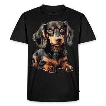 Chien teckel - T-shirt Premium bio Homme - noir - Devant - Nico (187cm)