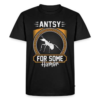 Anxiété pour un peu d'humour - T-shirt Premium bio Homme - noir - Devant - Nico (187cm)