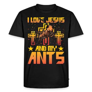 I love Jesus and my answers - Men's Premium Organic T-Shirt - black - Front - Nico (187cm)