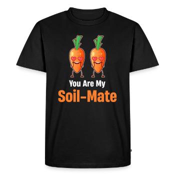 Tu es mon compagnon de sol Fruits de racines de carotte - T-shirt Premium bio Homme - noir - Devant - Nico (187cm)