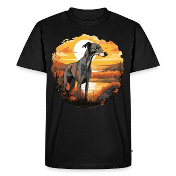 Chien lévrier - T-shirt Premium bio Homme - noir - Devant - Nico (187cm)
