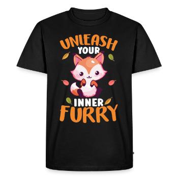 Furry Fandom Fursona Fursuit Fox - T-shirt Premium bio Homme - noir - Devant - Nico (187cm)