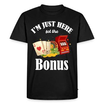 Je suis juste là pour le - T-shirt Premium bio Homme - noir - Devant - Nico (187cm)