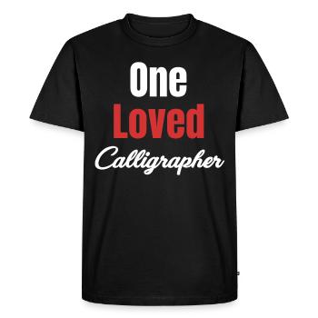 Un calligraphe bien-aimé drôle d’artisan - T-shirt Premium bio Homme - noir - Devant - Nico (187cm)