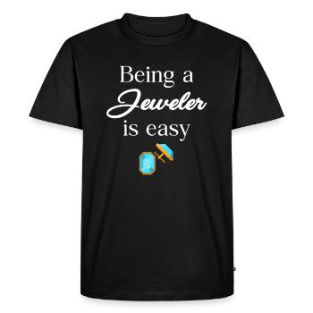Être bijoutier, c’est facile diamants - T-shirt Premium bio Homme - noir - Devant - Nico (187cm)