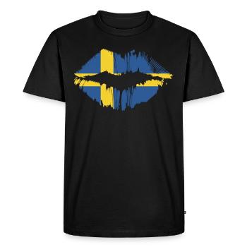 Vintage Sweden Country Flag Lips Swedish Kiss Lip - Männer Premium Bio T-Shirt - Schwarz - Vorne - Nico (187cm)