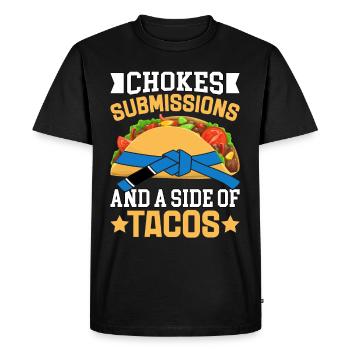 Chokes Submissions and a side of Tacos - Men's Premium Organic T-Shirt - black - Front - Nico (187cm)