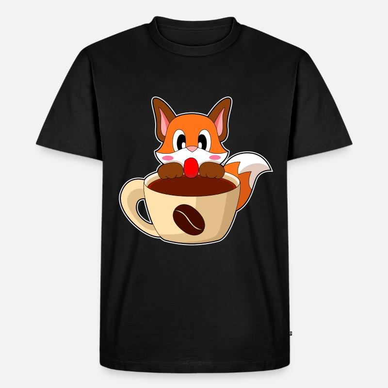 Fuchs Kaffee Tasse - Männer Premium Bio T-Shirt - Schwarz