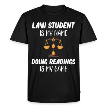 Etudiant en droit, c’est mon nom, faisant des lectures, - T-shirt Premium bio Homme - noir - Devant - Nico (187cm)
