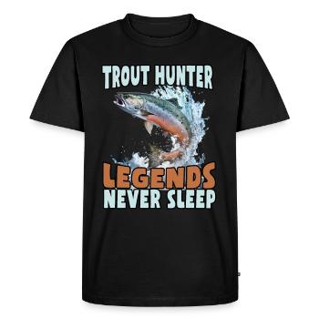 Pêche, Truite, Saumon, Pêcheur, Pêcheur, Perche - T-shirt Premium bio Homme - noir - Devant - Nico (187cm)