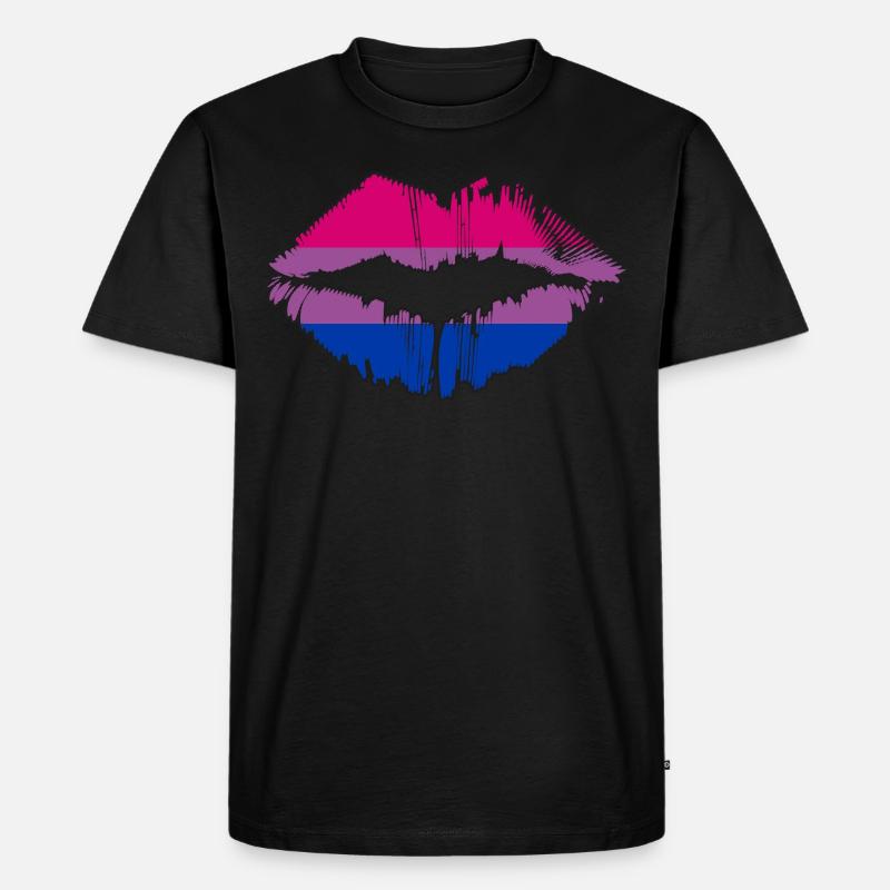 Bisexual Pride Flag LGBTQ Lips - Männer Premium Bio T-Shirt - Schwarz