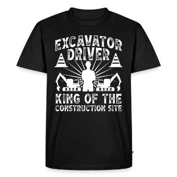 Pilote d’excavatrice Bagger King Chantier de construction - T-shirt Premium bio Homme - noir - Devant - Nico (187cm)