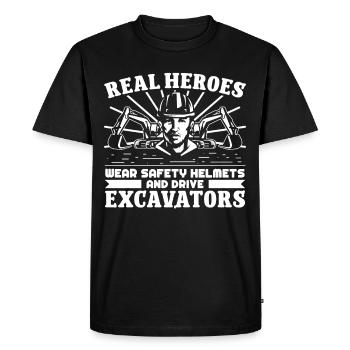 Conducteur d’excavatrice Real Heroes Drive Excavatrices Excavatrice - T-shirt Premium bio Homme - noir - Devant - Nico (187cm)