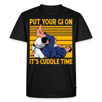 Brazilian Jiu-Jitsu put your Gi on cuddle time - Men's Premium Organic T-Shirt - black - Front - Nico (187cm)