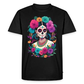 L’élégance du Jour des Morts - La Calavera Catrina - T-shirt Premium bio Homme - noir - Devant - Nico (187cm)