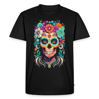 Design de La Catrina pour le Día de los Muertos - T-shirt Premium bio Homme - noir - Devant - Nico (187cm)