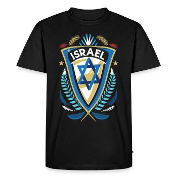 Fier héritage - Armoiries héroïques d’Israël - T-shirt Premium bio Homme - noir - Devant - Nico (187cm)