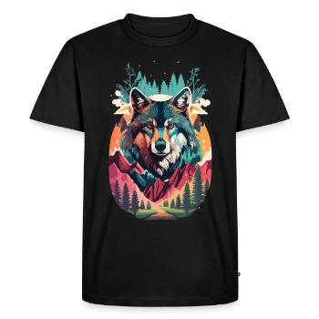 Wolf Spirit in the Wild - Men's Premium Organic T-Shirt - black - Front - Nico (187cm)