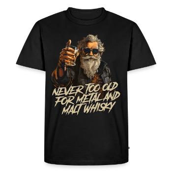 Never too old for Metal and Malt whisky Rocker - Men's Premium Organic T-Shirt - black - Front - Nico (187cm)