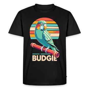Art d’oiseau au look vintage : La perruche - T-shirt Premium bio Homme - noir - Devant - Nico (187cm)