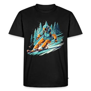 Speed and snow: downhill with the skier - Men's Premium Organic T-Shirt - black - Front - Nico (187cm)