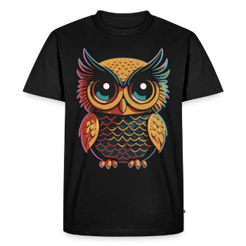 Hibou dans le Pop Art : couleurs vives, style vibrant - T-shirt Premium bio Homme - noir - Devant - Nico (187cm)