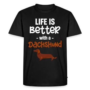 La vie est plus belle avec un - T-shirt Premium bio Homme - noir - Devant - Nico (187cm)