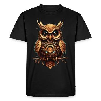 Steampunk rencontre l’amour de hibou : cadeau pour les hiboux - T-shirt Premium bio Homme - noir - Devant - Nico (187cm)