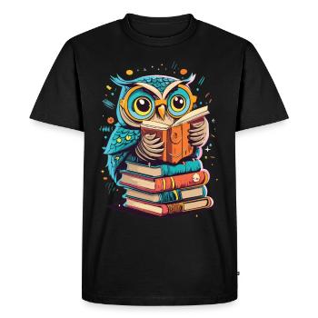 Hibou sage au paradis de la lecture : design unique - T-shirt Premium bio Homme - noir - Devant - Nico (187cm)
