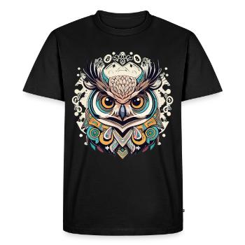 Tribal Owl: Perfect Gift for Owl Fans - Men's Premium Organic T-Shirt - black - Front - Nico (187cm)
