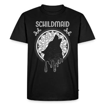 Bouclier Maiden Viking Loup Loups d’Odin Clin d’œil - T-shirt Premium bio Homme - noir - Devant - Nico (187cm)