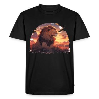Lion, Chat Sauvage, Tête De Lion, Lion, Bébé, Gros Chat - T-shirt Premium bio Homme - noir - Devant - Nico (187cm)