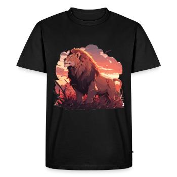 Lion, Chat Sauvage, Tête De Lion, Lion, Bébé, Gros Chat - T-shirt Premium bio Homme - noir - Devant - Nico (187cm)