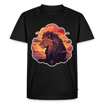 Lion, Chat sauvage, Tête de lion, Lion, Bébé, Gros chat - T-shirt Premium bio Homme - noir - Devant - Nico (187cm)