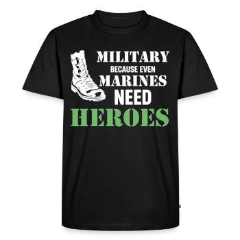 militaire, parce que même les héros de la marine - T-shirt Premium bio Homme - noir - Devant - Nico (187cm)