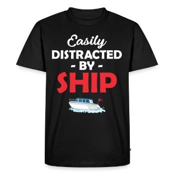 Facilement distrait par le navire drôle - T-shirt Premium bio Homme - noir - Devant - Nico (187cm)