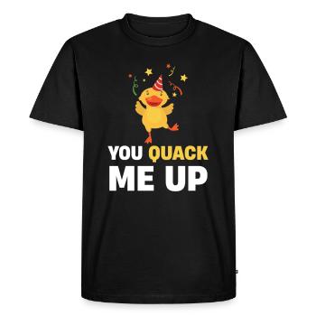 Tu me charlatanes, drôle d’amant de canard - T-shirt Premium bio Homme - noir - Devant - Nico (187cm)