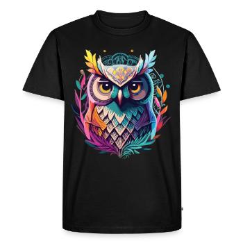 Tribal Owl: Perfect Gift for Owl Fans - Men's Premium Organic T-Shirt - black - Front - Nico (187cm)
