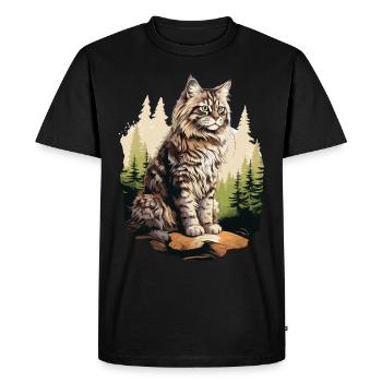 Norwegian Forest Cat - Men's Premium Organic T-Shirt - black - Front - Nico (187cm)