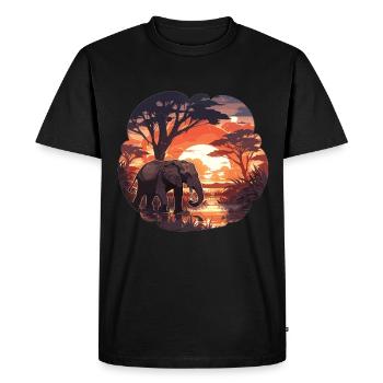 Éléphant, Éléphant, Pachyderme, Animal, Afrique, Safari - T-shirt Premium bio Homme - noir - Devant - Nico (187cm)