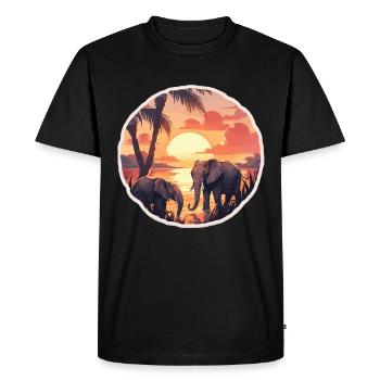Éléphant, Éléphant, Pachyderme, Animal, Afrique, Safari - T-shirt Premium bio Homme - noir - Devant - Nico (187cm)