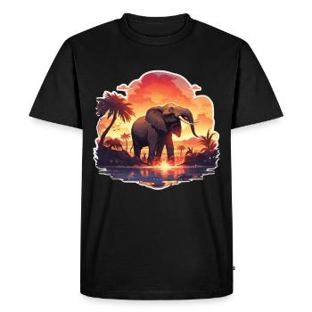 Éléphant, Éléphant, Pachyderme, Animal, Afrique, Safari - T-shirt Premium bio Homme - noir - Devant - Nico (187cm)