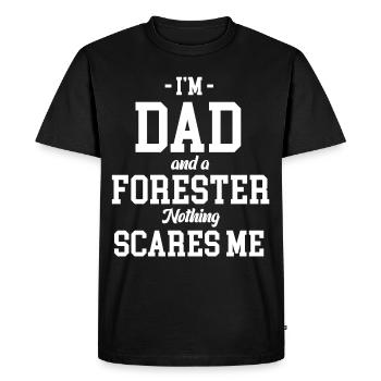 Je suis papa et forestier, rien ne me fait peur - T-shirt Premium bio Homme - noir - Devant - Nico (187cm)