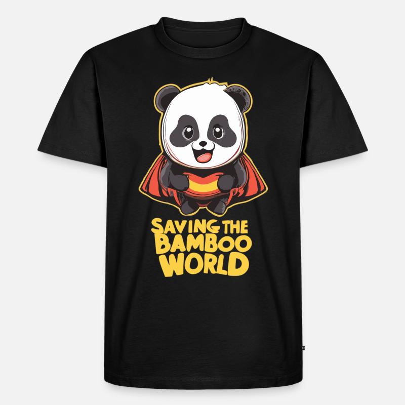 Panda als Superheld - Männer Premium Bio T-Shirt - Schwarz