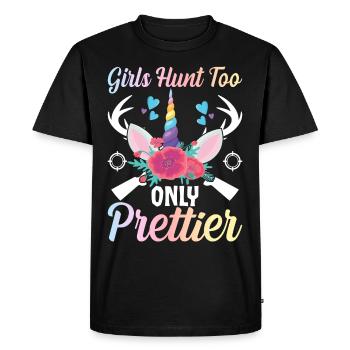 Chasse au cerf Fille Chasseresse - T-shirt Premium bio Homme - noir - Devant - Nico (187cm)