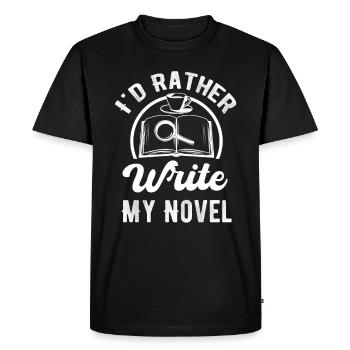 Je préfère écrire mon roman : Drôle - T-shirt Premium bio Homme - noir - Devant - Nico (187cm)