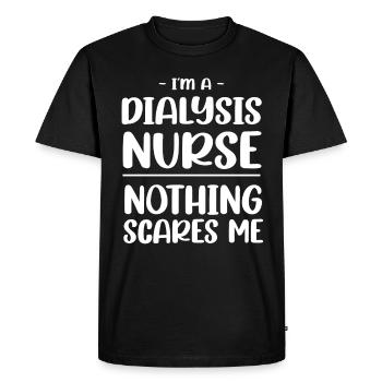 Je suis infirmière en dialyse. Rien ne me dérange - T-shirt Premium bio Homme - noir - Devant - Nico (187cm)