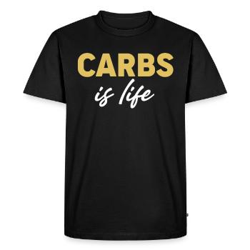 Les glucides aiment la vie Petit-déjeuner - T-shirt Premium bio Homme - noir - Devant - Nico (187cm)
